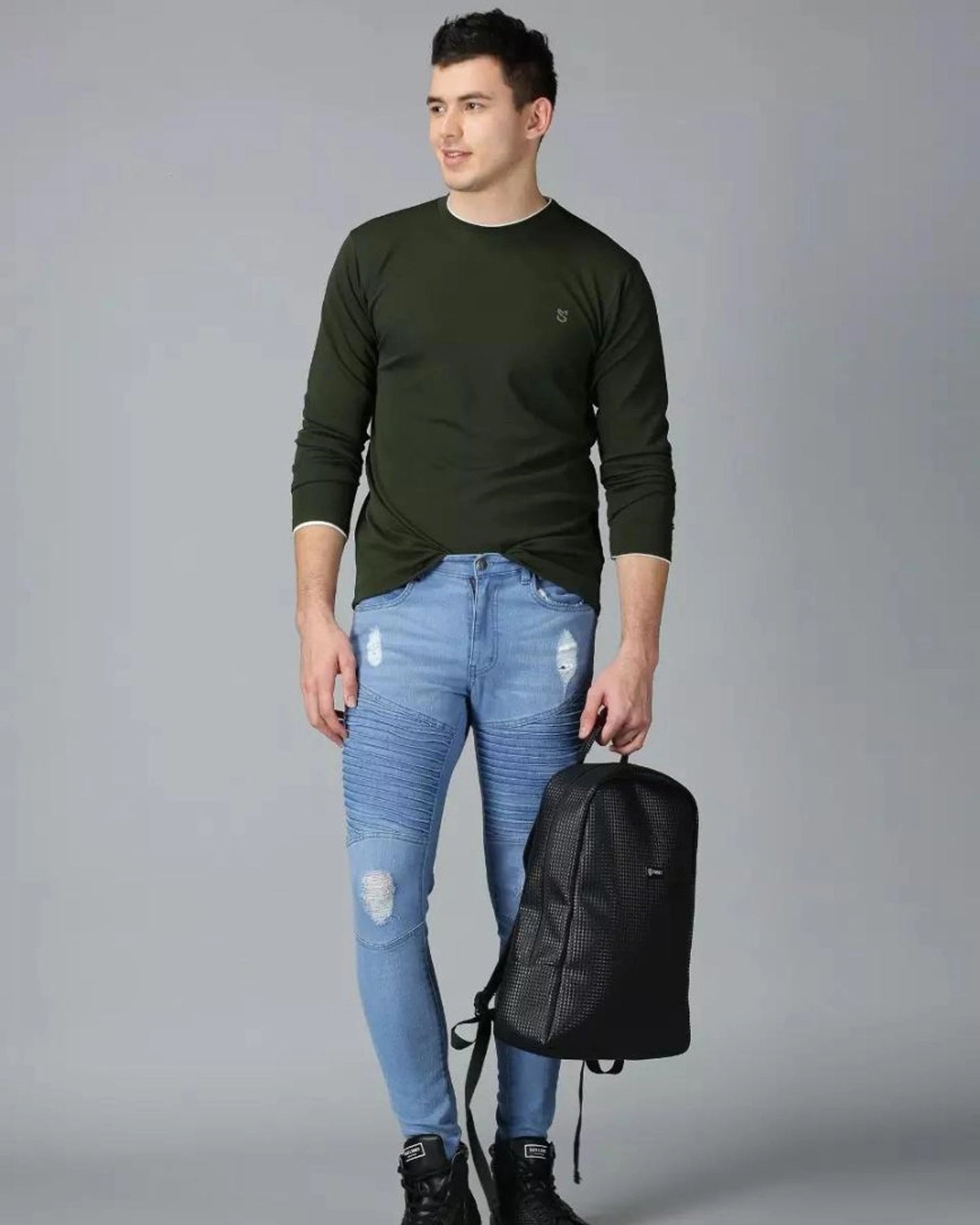 Olive Green Full-sleeve T-shirt