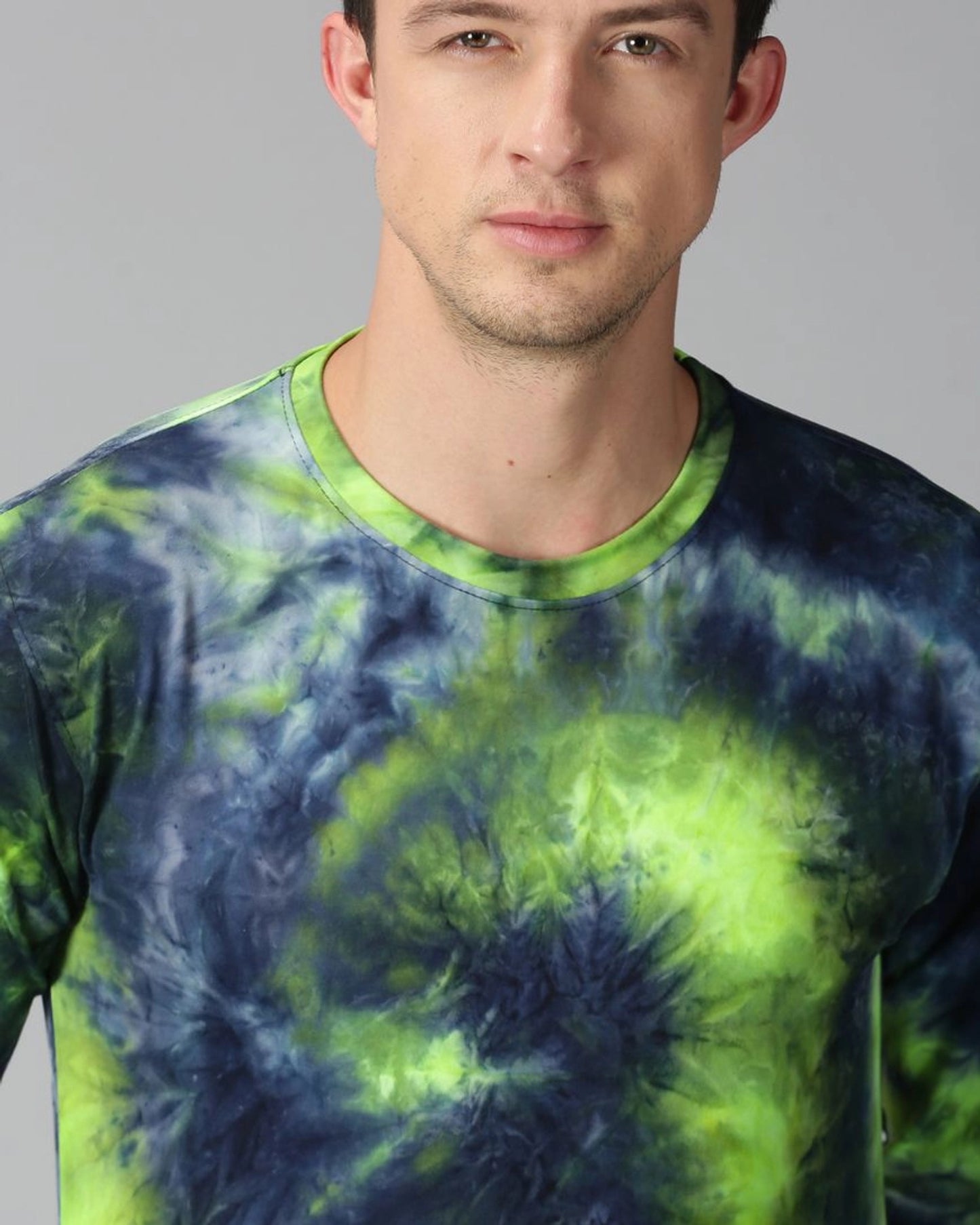 Navy and Green Tie and Dye Full-sleeve T-shirt