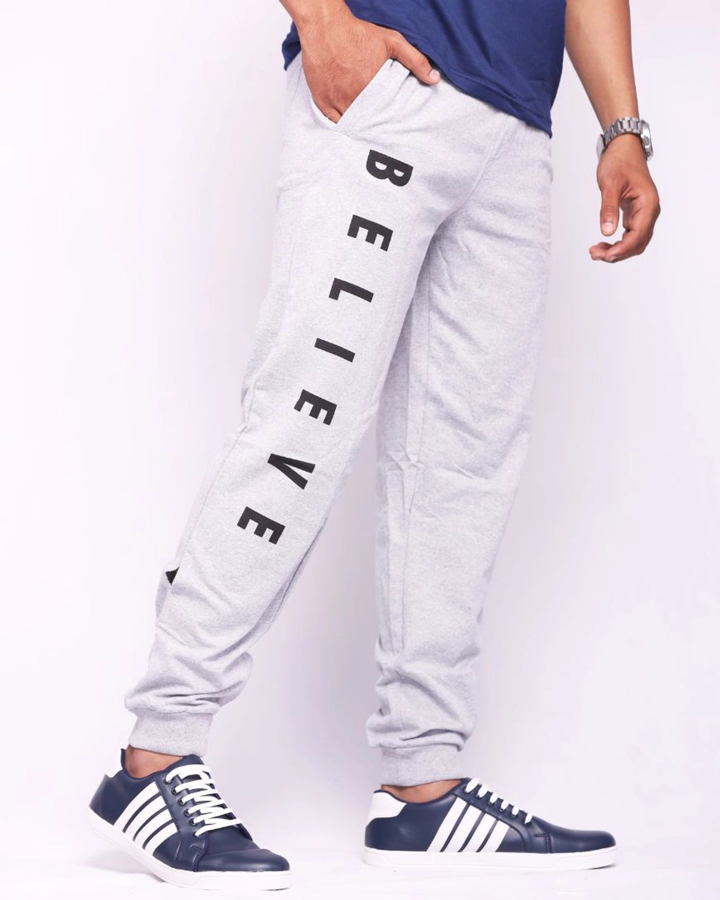 Believe Printed Grey Joggers