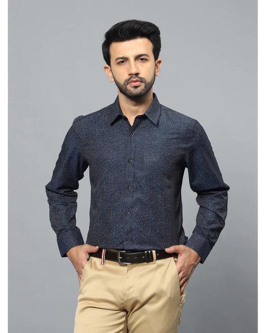 Ntwk Navy Blue Printed Shirt