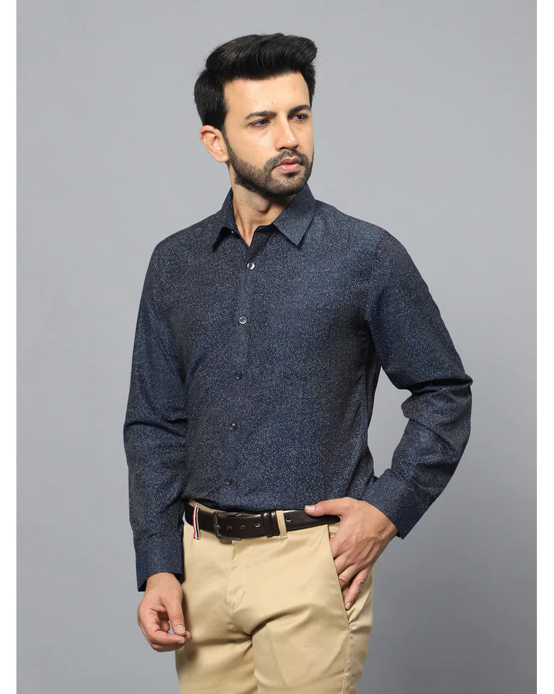 Ntwk Navy Blue Printed Shirt