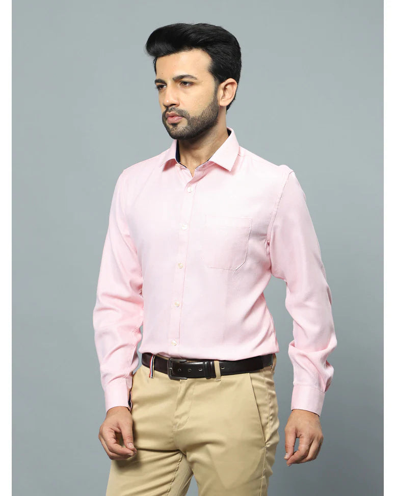 Ntwk Light Pink Blended Textured Shirt