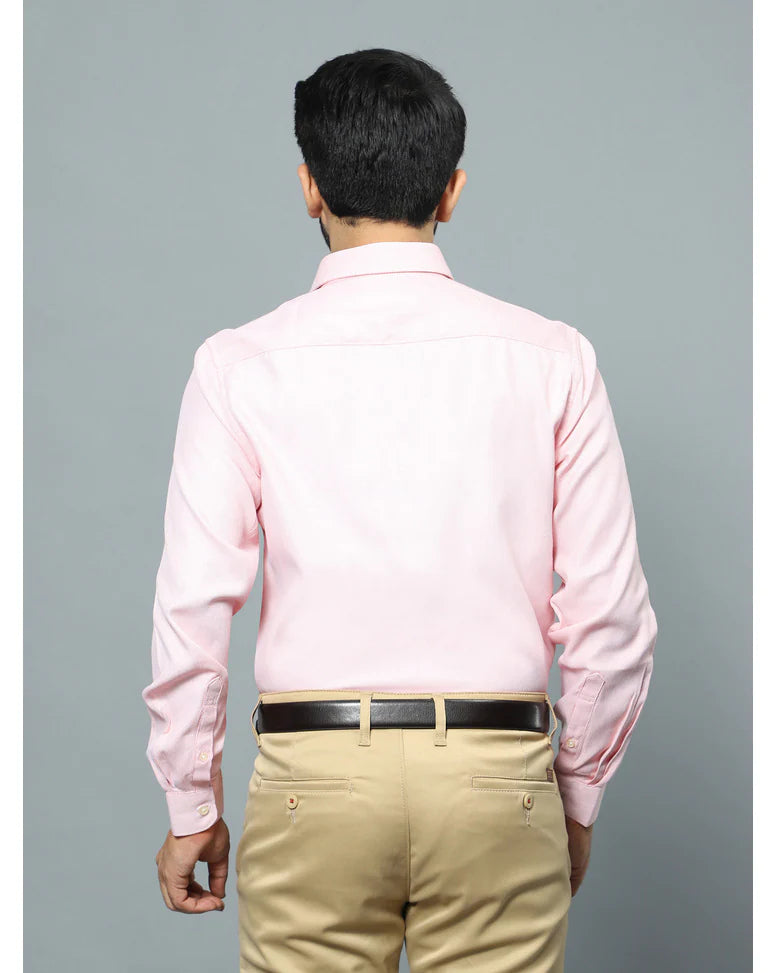 Ntwk Light Pink Blended Textured Shirt