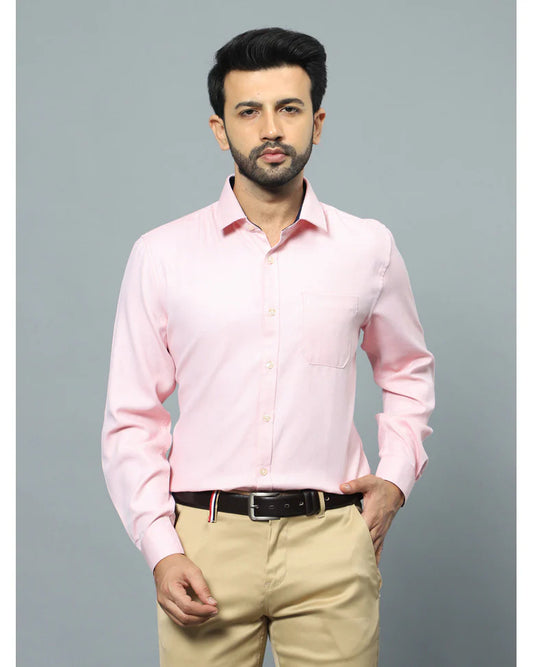 Ntwk Light Pink Blended Textured Shirt