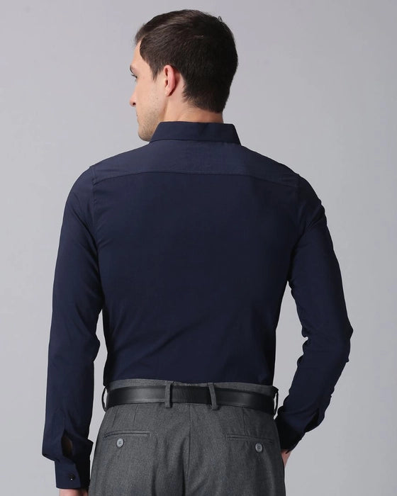 Navy Blue Premium Solid Stretch Shirt