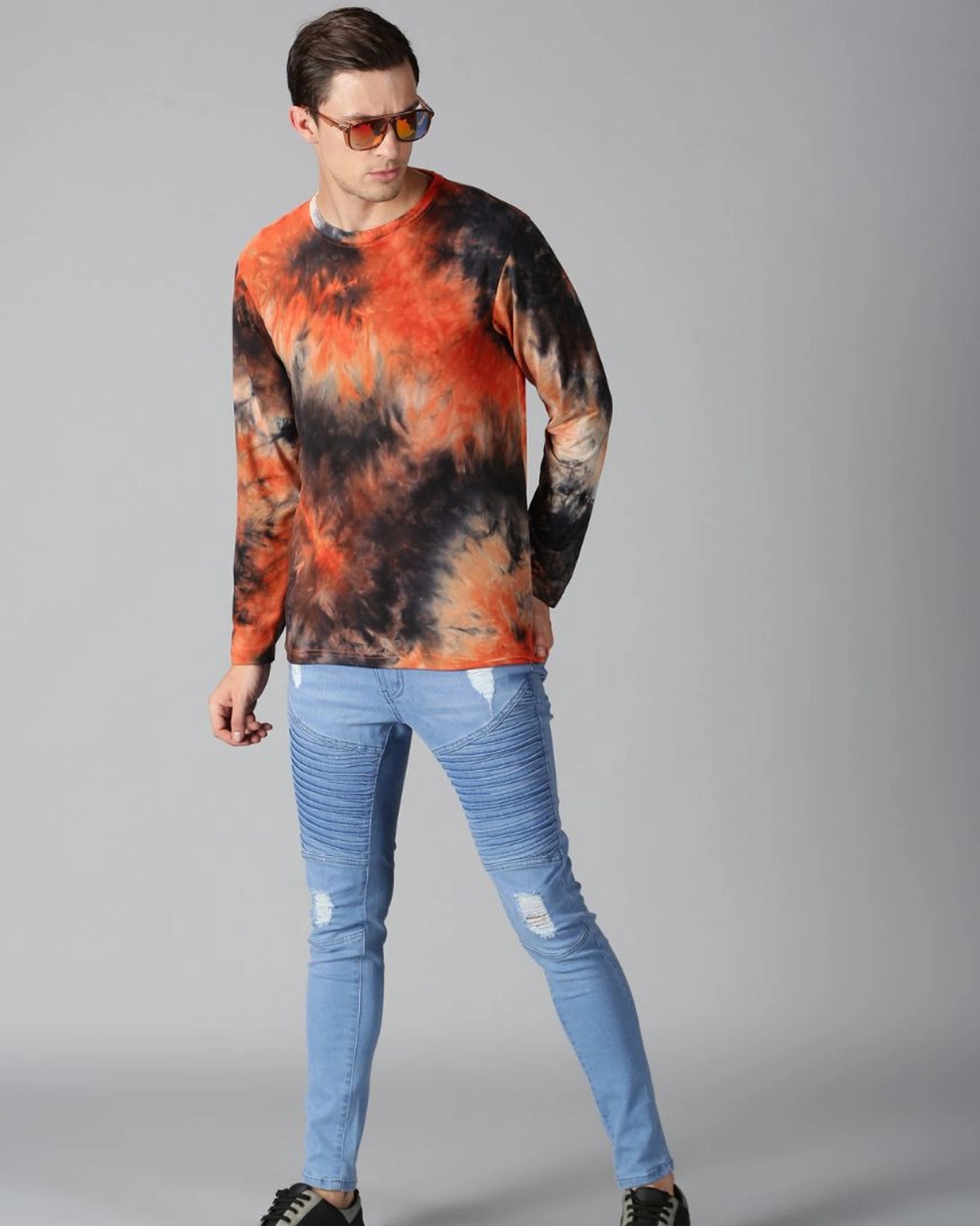 Orange Tie and Dye Full-sleeve T-shirt