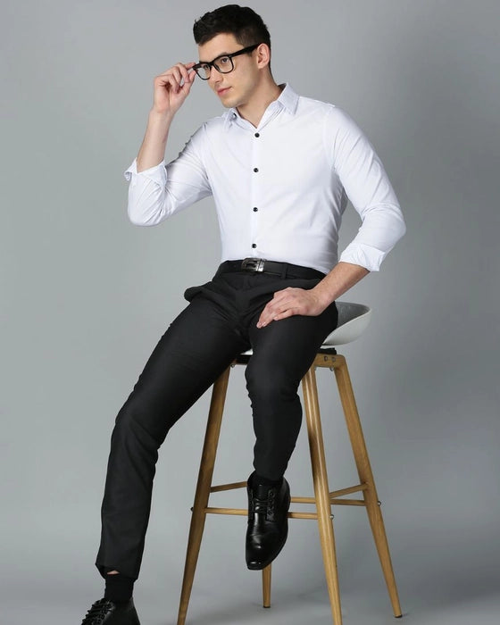 White Premium Solid Stretch Shirt