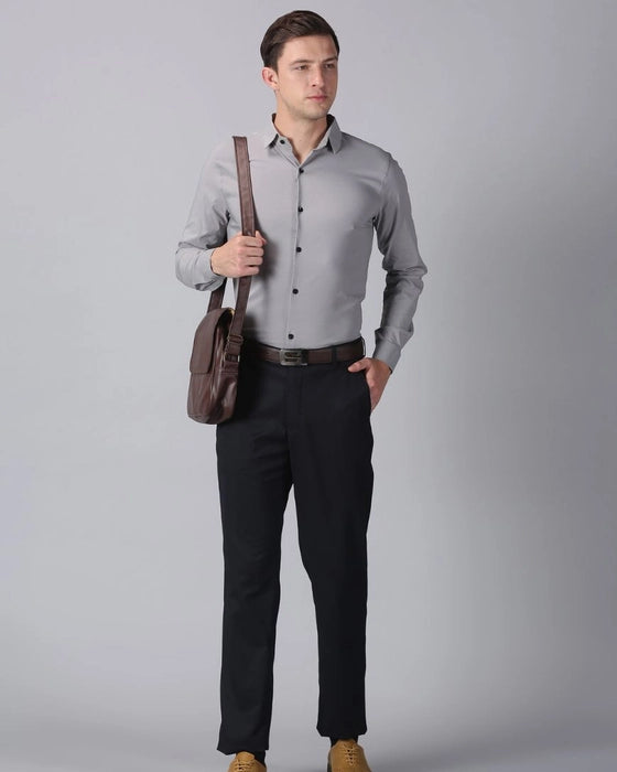 Grey Premium Solid Stretch Shirt