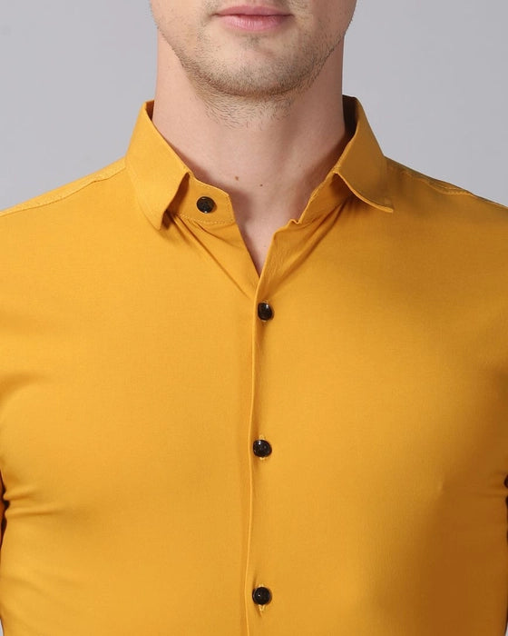 Mustard Yellow Premium Solid Stretch Shirt