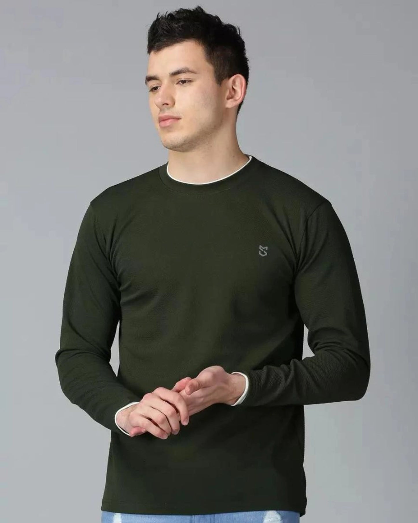 Olive Green Full-sleeve T-shirt