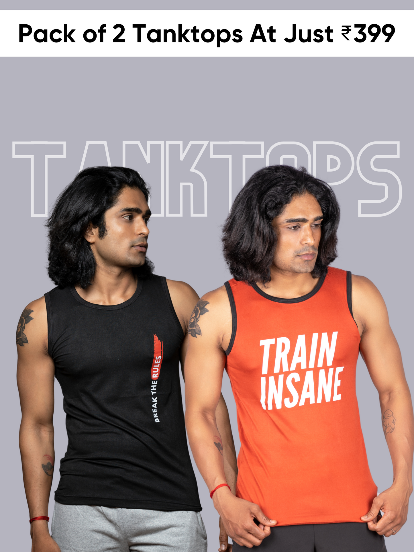 Gym Wear Printed Tank Tops (Pack of 2)