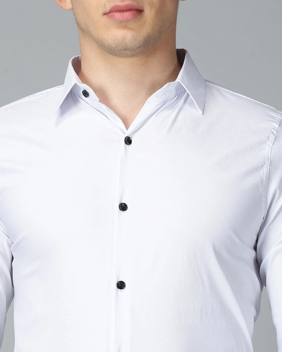 White Premium Solid Stretch Shirt