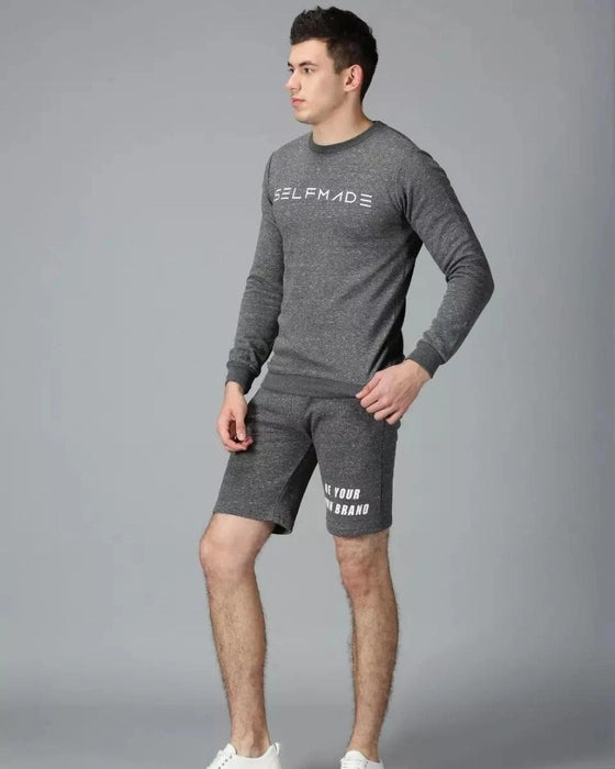 Grey Sweatshirt And Shorts Men's Combo