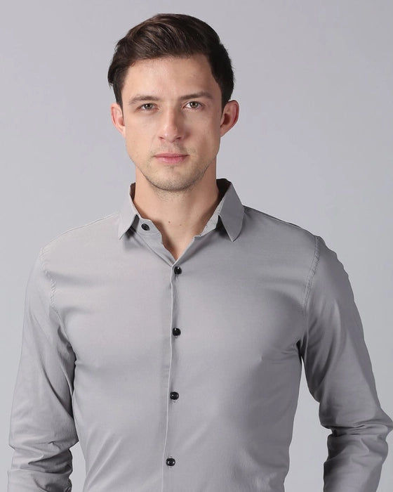 Grey Premium Solid Stretch Shirt