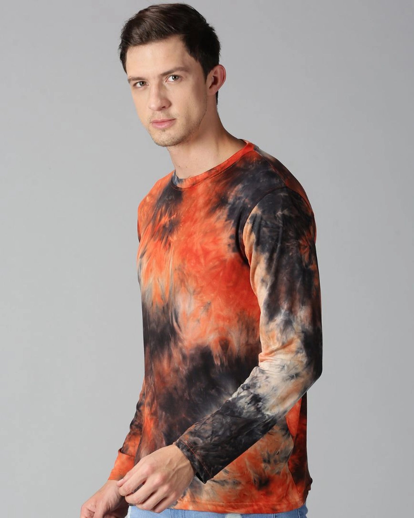 Orange Tie and Dye Full-sleeve T-shirt