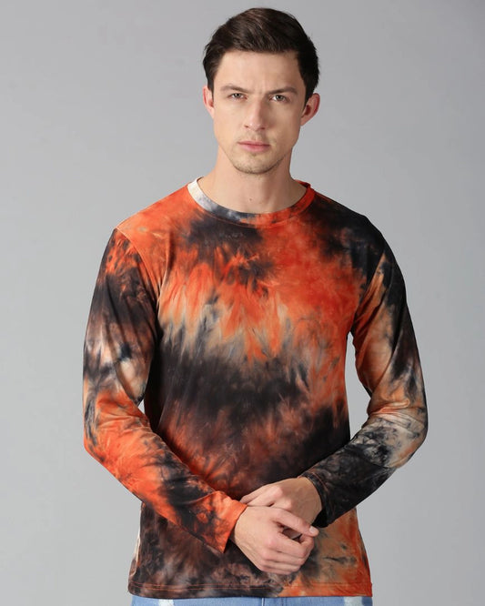 Orange Tie and Dye Full-sleeve T-shirt