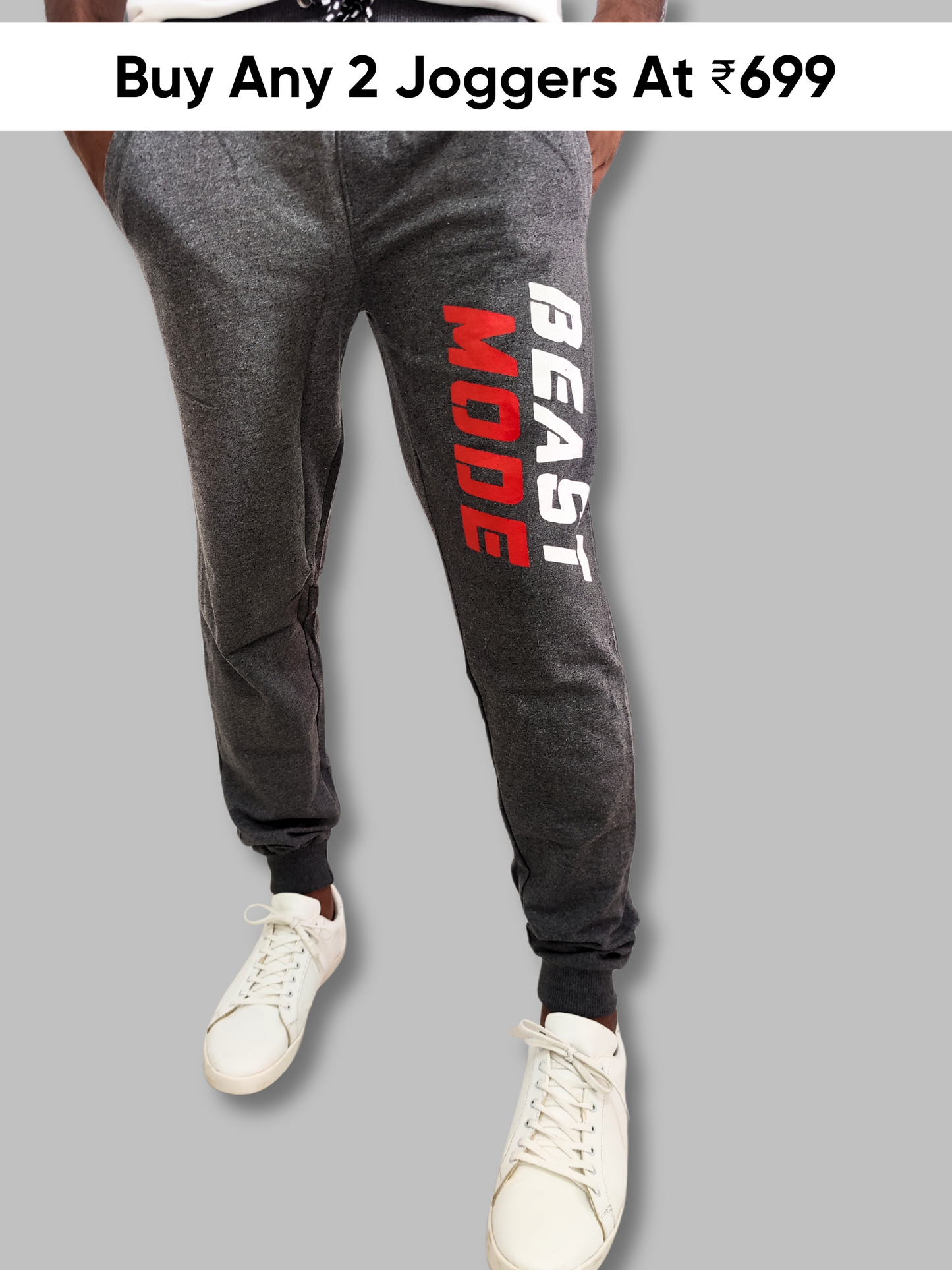 BEAST MODE Printed Grey Joggers