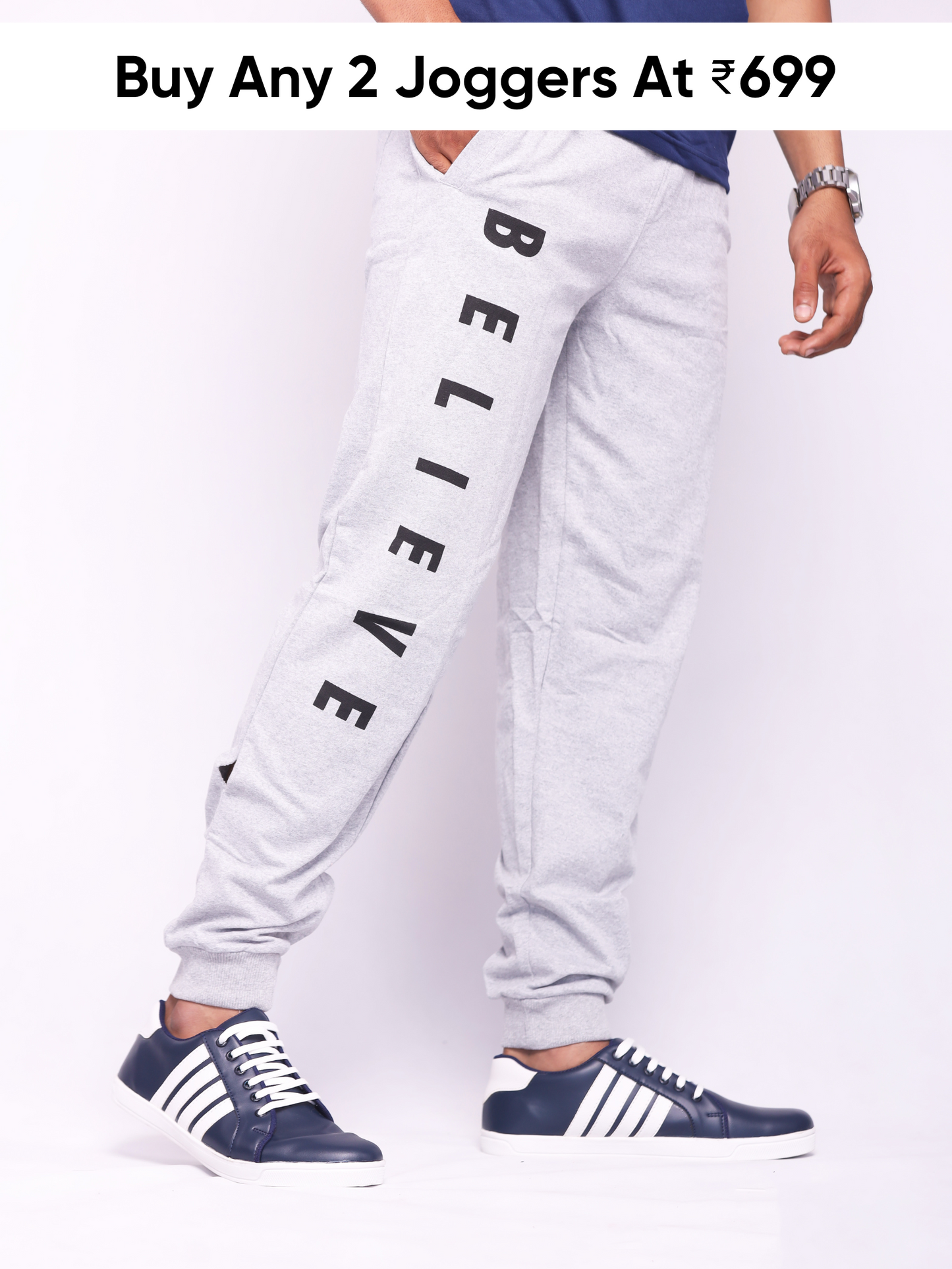 Believe Printed Grey Joggers