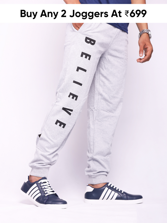 Believe Printed Grey Joggers