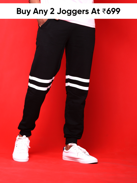 Calf Striped Black Joggers