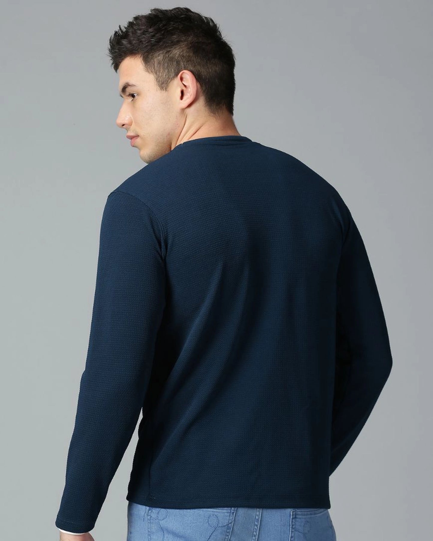 Peacock Blue Full-sleeve T-shirt