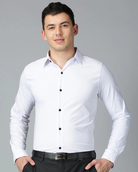 White Premium Solid Stretch Shirt