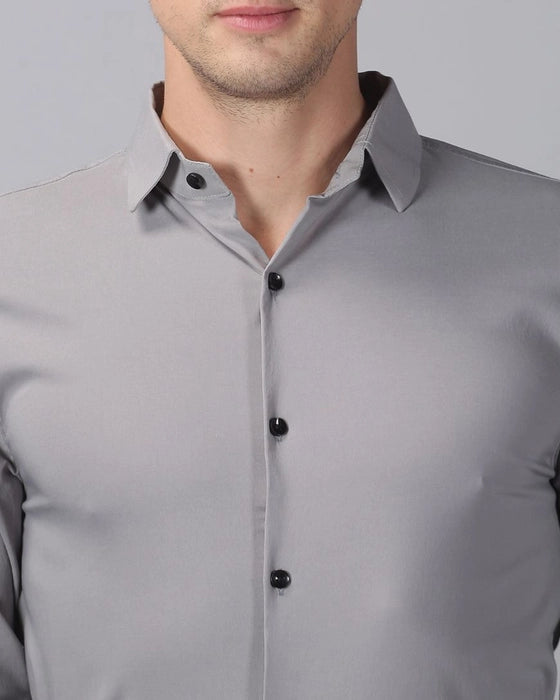 Grey Premium Solid Stretch Shirt