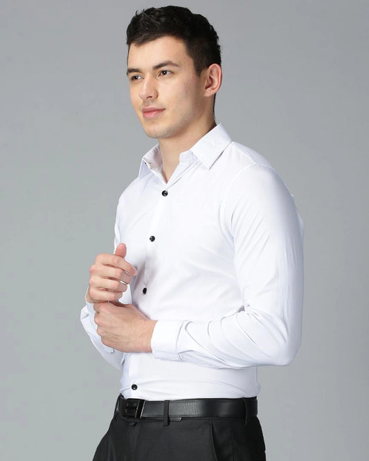 White Premium Solid Stretch Shirt