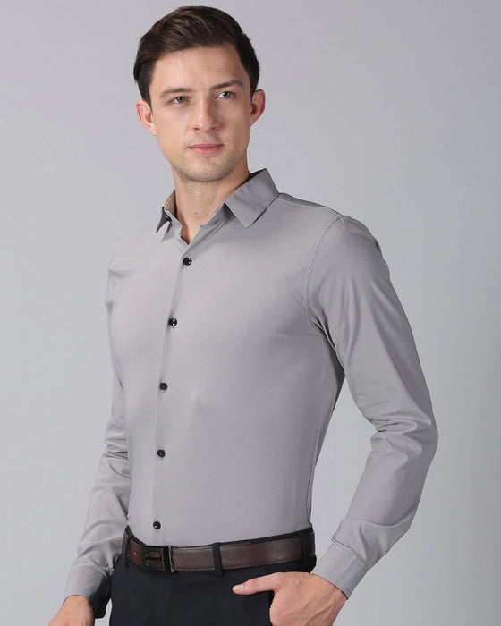 Grey Premium Solid Stretch Shirt