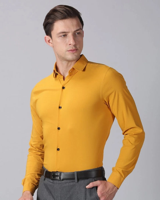 Mustard Yellow Premium Solid Stretch Shirt