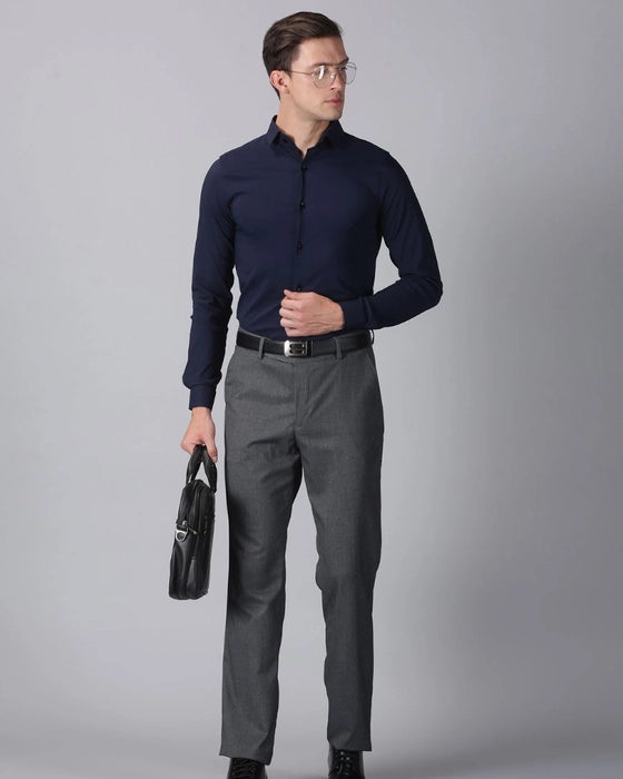 Navy Blue Premium Solid Stretch Shirt