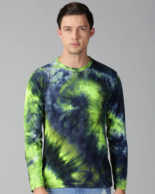 Navy and Green Tie and Dye Full-sleeve T-shirt