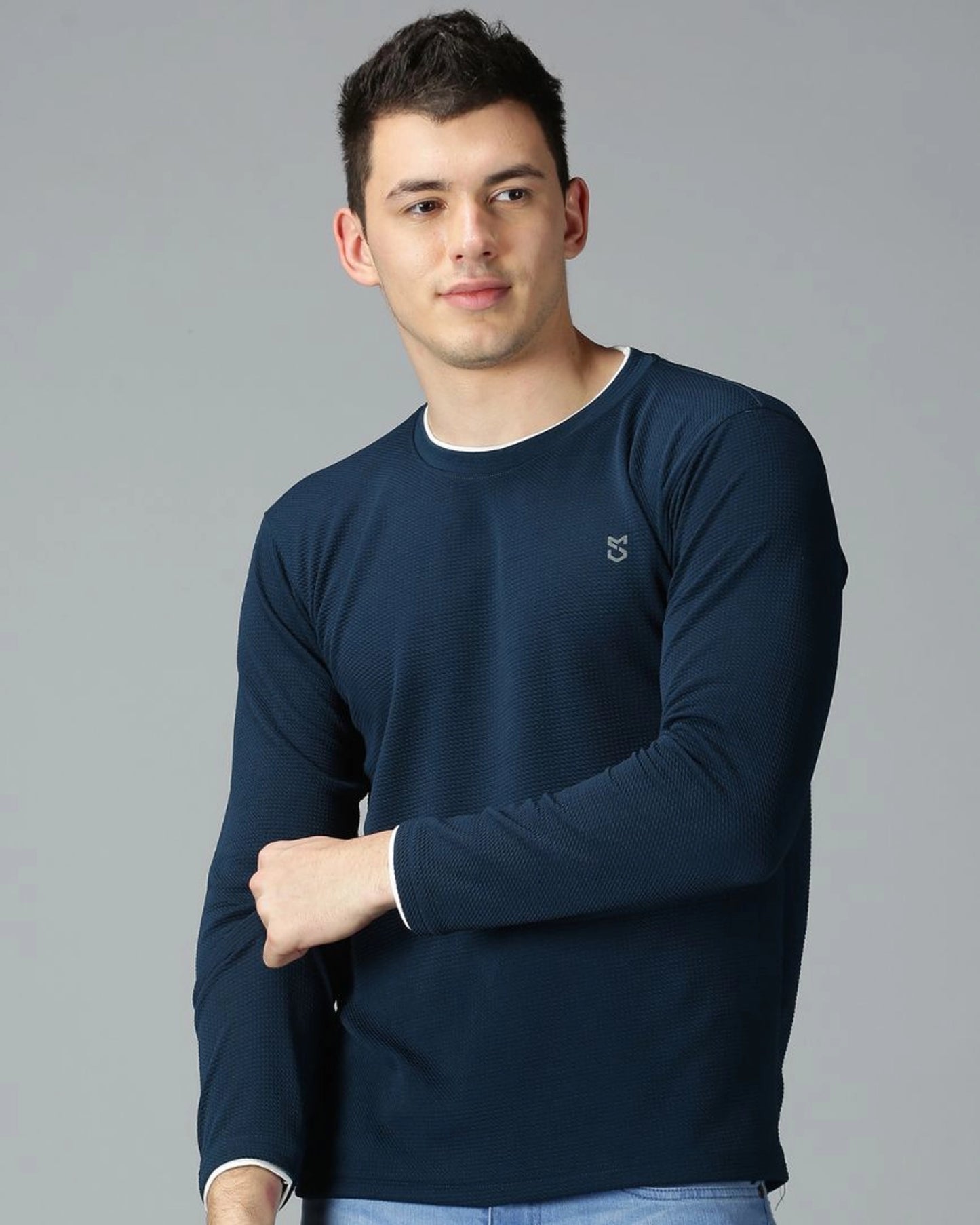 Peacock Blue Full-sleeve T-shirt