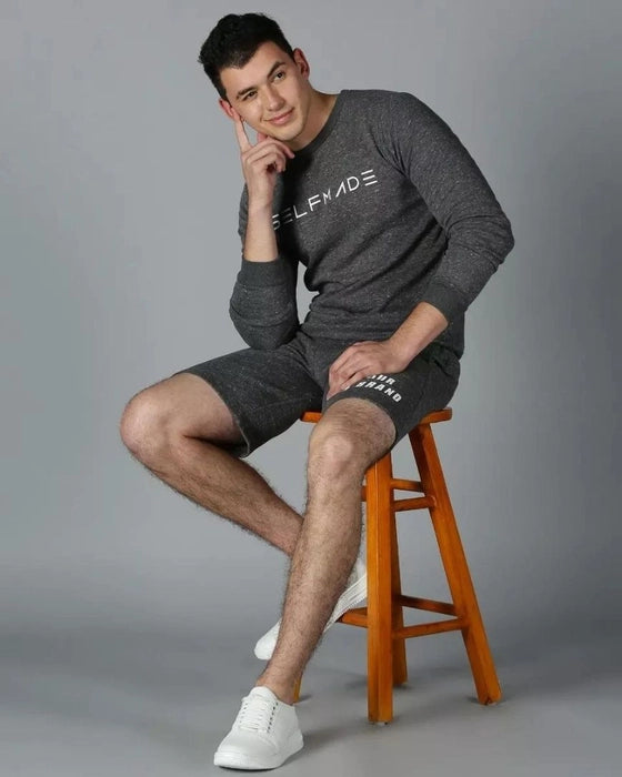 Grey Sweatshirt And Shorts Men's Combo