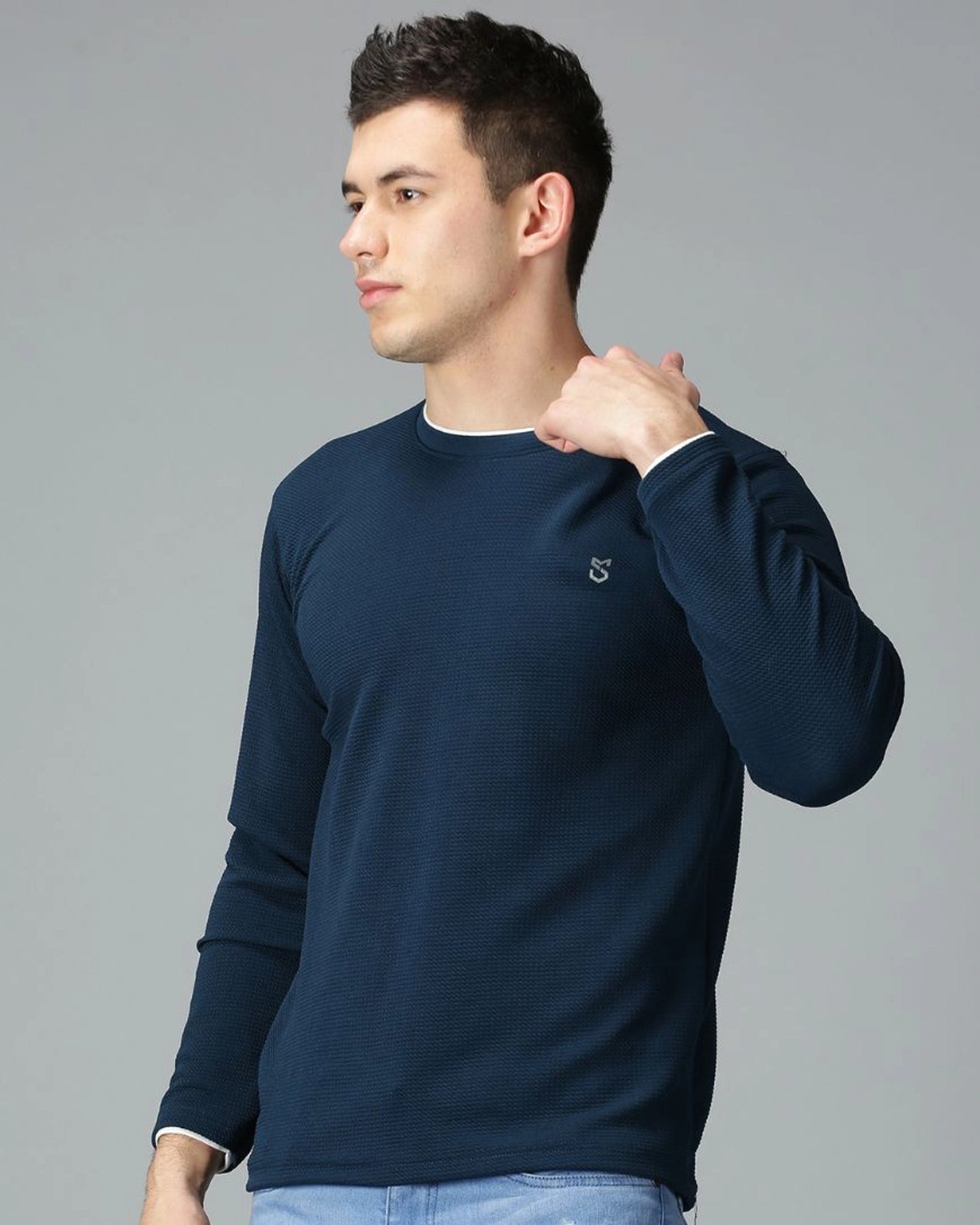 Peacock Blue Full-sleeve T-shirt