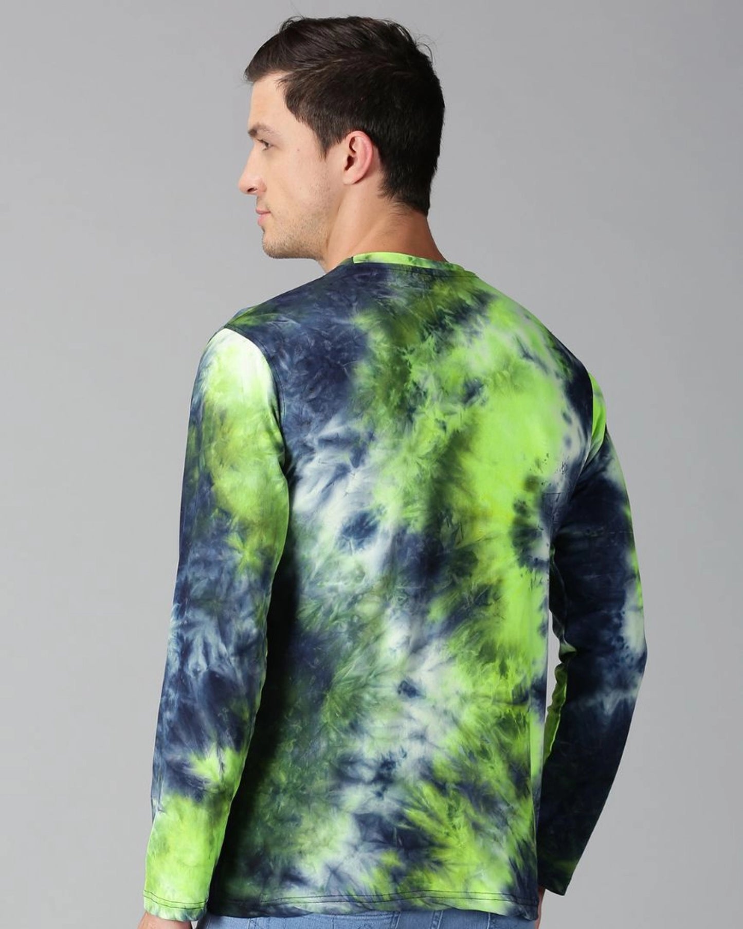 Navy and Green Tie and Dye Full-sleeve T-shirt